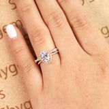 Unique 1.75 Carat Oval Cut Moissanite Wedding Bridal Ring Set in 18k Rose Gold Over Silver