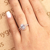 Flawless 1.5 Carat Oval Cut Moissanite and Diamond Wedding Ring Set in 10k Rose Gold Hand Made