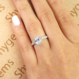 Flawless 1.5 Carat Oval Cut Moissanite and Diamond Wedding Ring Set in 10k Rose Gold Hand Made