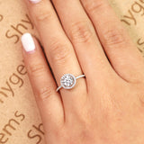 1.50 carat Round Brilliant Moissanite Halo Engagement Ring in 18k White Gold over Silver