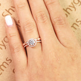 1.75 Carat Round cut Moissanite Wedding Ring set in 18k Rose Gold Over Silver