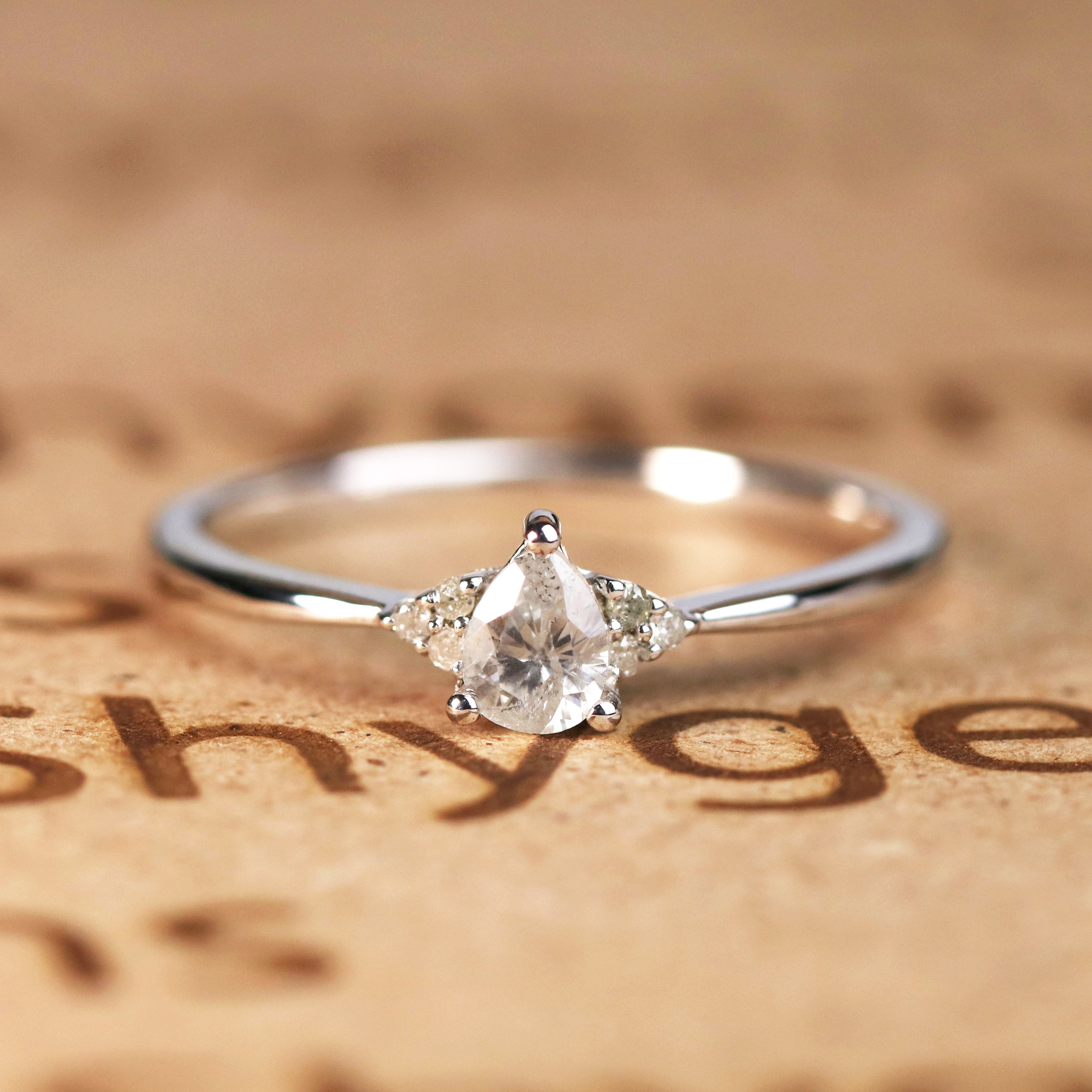 7 Stone Design 0.35 ct TDW Almond Cut Diamond and Tapered Shank Engagement Ring in Rose Gold