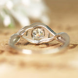 Elegant 1 Carat - Round Moissanite - Pave - Twisted Band - Infinity - Swirl Engagement Ring - 10K White Gold