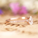 Surface Prong Set 0.40 ct TDW Pear Diamond and Vintage Engagement Ring in White Gold