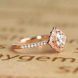 1.25 Carat Cushion Cut Moissanite Floral Engagement Ring