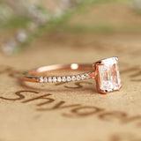 1.25 Carat Emerald Cut Moissanite Pave Engagement Ring