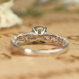 Vintage Exquisite Prong 1.50 Carat Round Cut Real Faceted Druzy Moss Green Agate and Diamond Art Deco Milgrain Engagement Ring