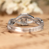 Three Stone 1.50 Carat Emerald Cut Moissanite Bridal Set