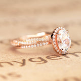 Unique 1.75 Carat Oval Cut Moissanite Wedding Bridal Ring Set in 18k Rose Gold Over Silver