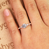 Vintage inspired 1.25 Carat Round cut Moissanite and Diamond Engagement Ring in 10k White Gold