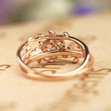 1 ct Round Morganite Nature Inspired Bridal Set