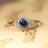 Flower 1.25 Ct Round Lab Alexandrite Cluster Engagement Ring