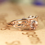 1 ct Round Morganite Nature Inspired Bridal Set