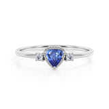 Triad Design 1.35 Carat Trillion Cut Blue Sapphire and Diamond Beaded Milgrain Engagement Ring in White Gold