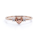 Triad Design 1.35 Carat Trillion Cut Champagne Morganite and Diamond Beaded Engagement Ring in Rose Gold