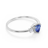 Triad Design 1.35 Carat Trillion Cut Blue Sapphire and Diamond Beaded Milgrain Engagement Ring in White Gold
