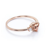 Triad Design 1.35 Carat Trillion Cut Champagne Morganite and Diamond Beaded Engagement Ring in Rose Gold