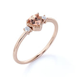 Triad Design 1.35 Carat Trillion Cut Champagne Morganite and Diamond Beaded Engagement Ring in Rose Gold