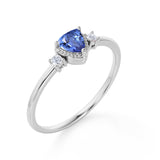 Triad Design 1.35 Carat Trillion Cut Blue Sapphire and Diamond Beaded Milgrain Engagement Ring in White Gold