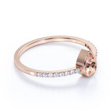 Petite Bezel Set Set Teardrop Champagne Morganite and Fishtail Diamond Engagement Ring in Rose Gold