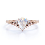 Split Shank 1.75 ct Pear Moonstone Engagement Ring
