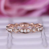 Antique art deco .50 carat Round cut Diamond Wedding Ring Band eternity ring in Rose Gold