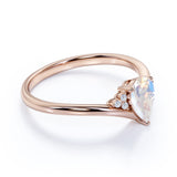 Split Shank 1.75 ct Pear Moonstone Engagement Ring