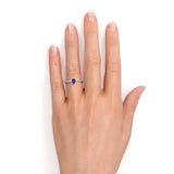 Petite Bezel Set Teardrop Vivid Blue Sapphire and Fishtail Diamond Engagement Ring in White Gold