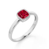 Vintage Style 1.50 Carat Cushion Cut Lab Ruby Solitaire Engagement Ring in White Gold