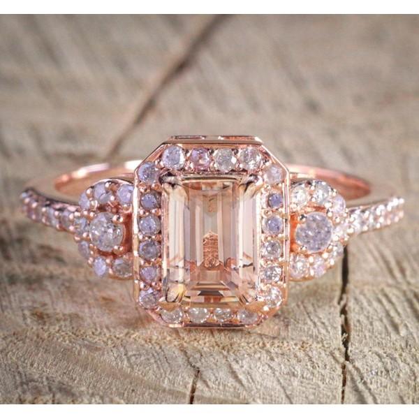 White Gold Morganite Ring: 14K Emerald Cut Ring – ANTOANETTA