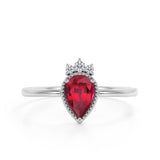 Bezel Design 1.15 Carat Pear Shaped Ruby and Diamond Crown Engagement Ring in White Gold