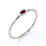 Vintage Oval Cut Lab Ruby and 3 Stone Diamond Dainty Women's Engagement Ring in White Gold
