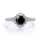 Bestselling 1.75 Carat Round Lab Created Lab Black Diamond and Antique Art Deco Engagement Ring in White Gold