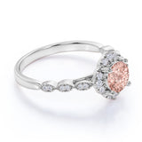 Bestselling 1.75 Carat Round Peach Pink Morganite and Diamond Antique Art Deco Engagement Ring in White Gold