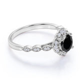Bestselling 1.75 Carat Round Lab Created Lab Black Diamond and Antique Art Deco Engagement Ring in White Gold