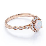 Bestselling 1.75 Carat Round Starburst Fire Opal and Diamond Antique Art Deco Engagement Ring in Rose Gold