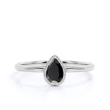 Gypsy Set 1 Carat Teardrop Cut Lab Black Diamond and Vintage Milgrain Engagement Ring in White Gold