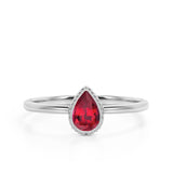 Gypsy Set 1 Carat Teardrop Cut Lab Ruby and Vintage Milgrain Engagement Ring in White Gold