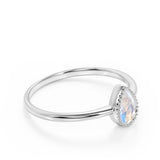 Gypsy Set 1 Carat Teardrop Cut Blue Moonstone and Vintage Milgrain Engagement Ring in White Gold