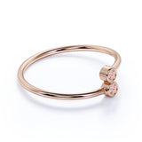 Lovely Duo Round Cut Baby Pink Morganite and Petite Bezel Stackable Ring Band in Rose Gold