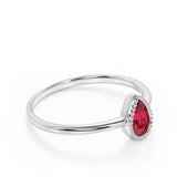 Gypsy Set 1 Carat Teardrop Cut Lab Ruby and Vintage Milgrain Engagement Ring in White Gold