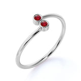 Lovely Duo 0.10 ct Round Lab-Created Ruby Bezel Stackable Ring