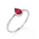 Gypsy Set 1 Carat Teardrop Cut Lab Ruby and Vintage Milgrain Engagement Ring in White Gold