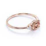 Unique East West 1.40 Carat Oval Cut Baby Pink Morganite and 7 Stone Diamond Engagement Ring in Rose Gold