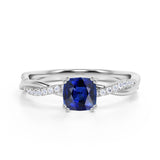 Infinity 1.25 Ct Cushion Lab Sapphire Engagement Ring