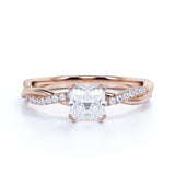 Infinity 0.58 ct TDW Cushion Cut Diamond and Twisted Engagement Ring in Rose Gold
