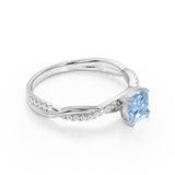 Infinity 1.25 Carat Cushion Aquamarine and Diamond Twisted Engagement Ring in White Gold