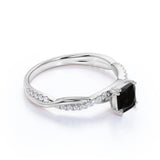 0.75 ct Cushion Lab Black Diamond Infinity Engagement Ring