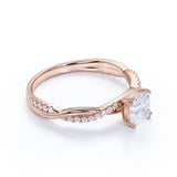 Infinity 0.58 ct TDW Cushion Cut Diamond and Twisted Engagement Ring in Rose Gold