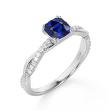 Infinity 1.25 Ct Cushion Lab Sapphire Engagement Ring